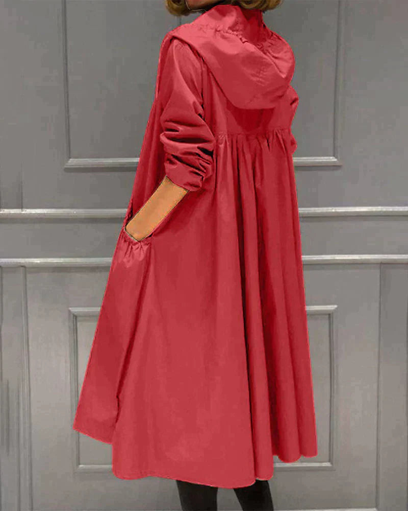 Women's Multi-Color Longline Hooded Jacket for Fall and Winter Rot