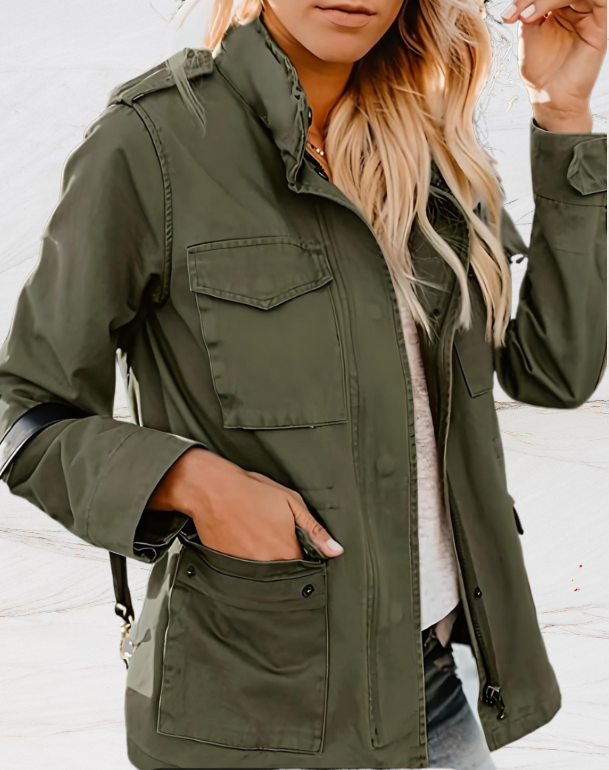 Women's Military Utility Jacket for Fall and Winter Everyday Wear