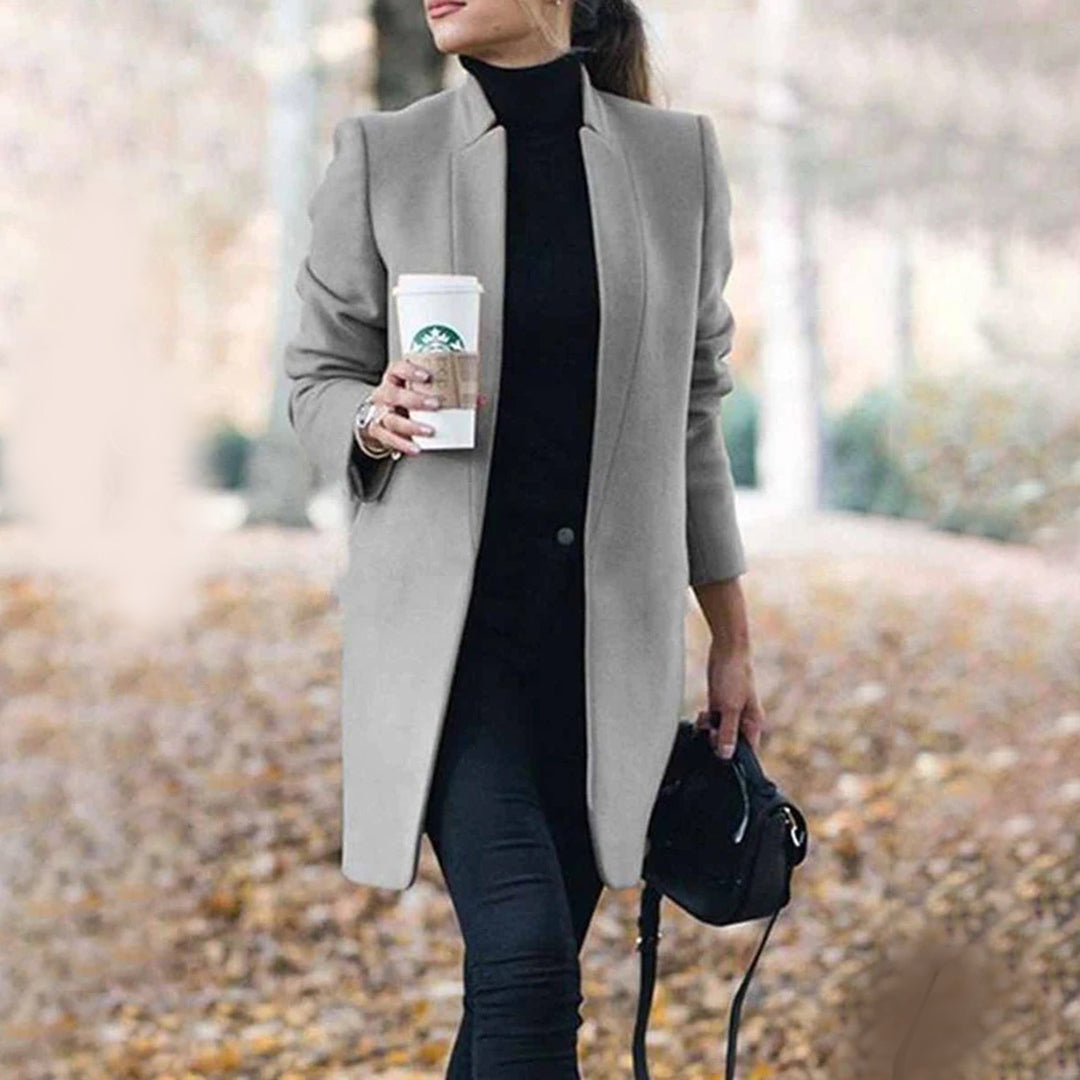 Women's Open Front Long Coat for Fall and Winter Everyday Wear Gray