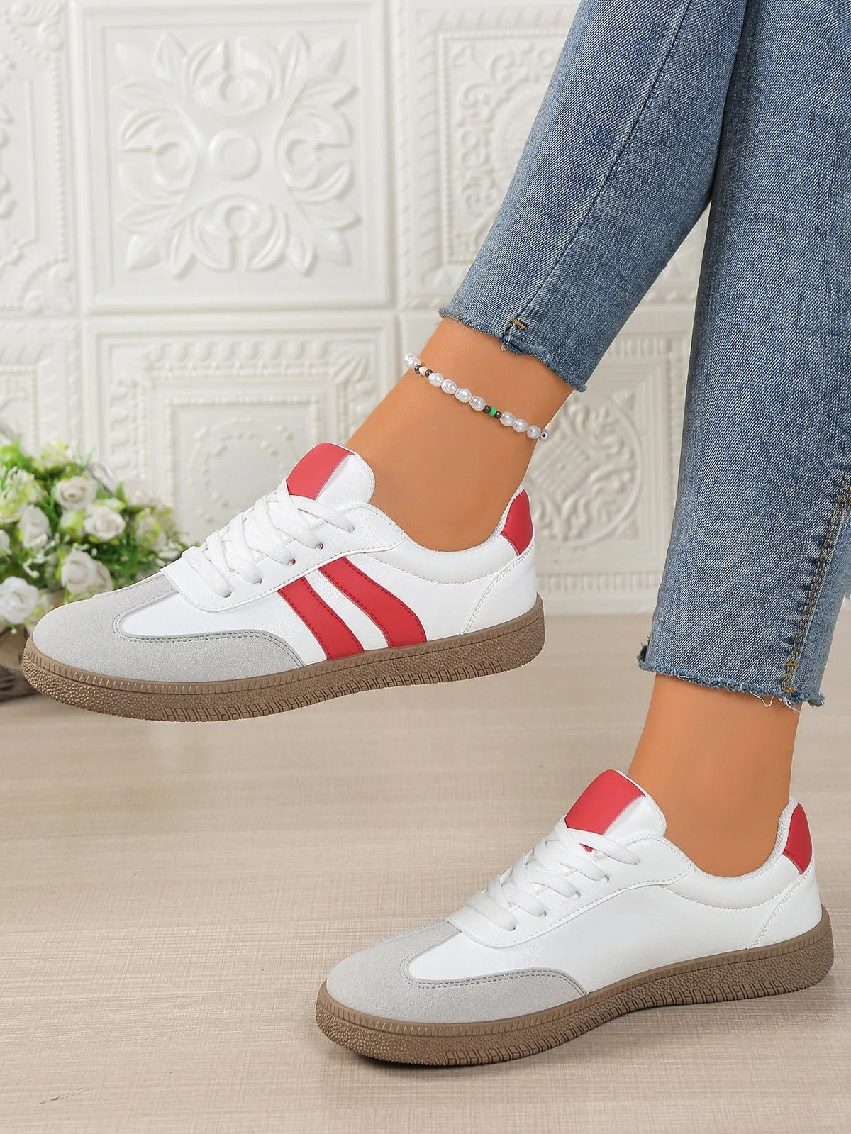 Women's Orthopedic Comfort Sneakers for Fall and Winter Everyday Wear Red