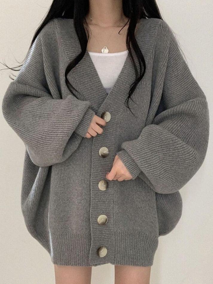 Women's Multi-Color Oversized Button-Front Knit Cardigan