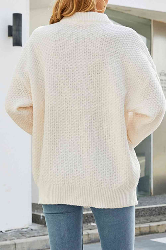 Women's Grey Oversized Cable Knit Sweater for Fall and Winter