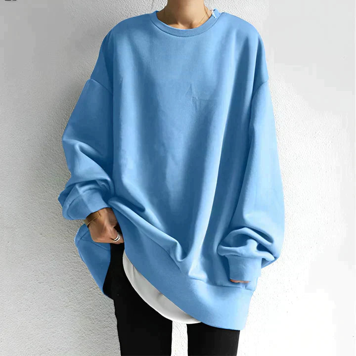 Women's Oversized Cozy Tunic Sweater for Fall and Winter Everyday Wear Light Blue