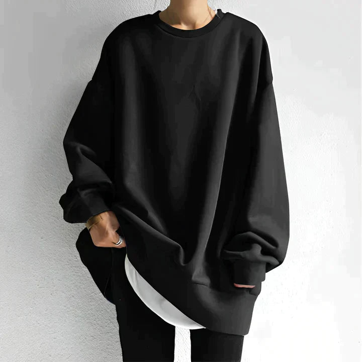 Women's Oversized Cozy Tunic Sweater for Fall and Winter Everyday Wear Black