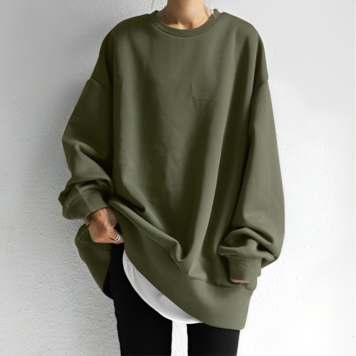 Women's Oversized Crewneck Pullover Sweater for Daily Use