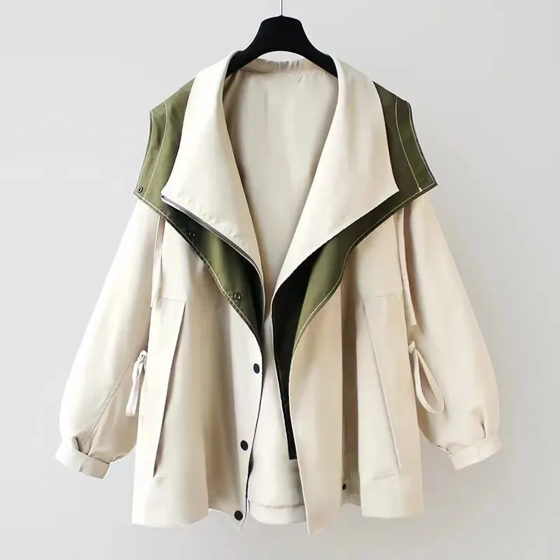 Women's Multi-Color Oversized Fashion Jacket for Fall and Winter White