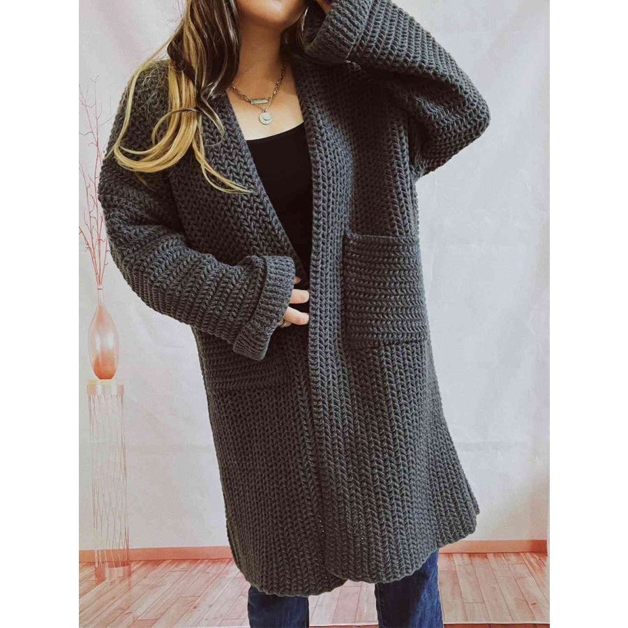 Women's Multi-Color Oversized Knit Cardigan for Fall and Winter Charcoal
