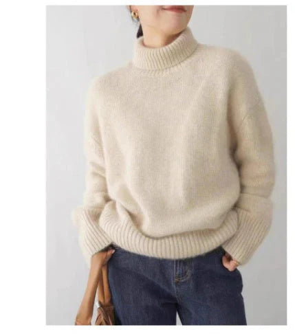 Women's Multi-Color Ribbed Oversized Turtleneck Sweater