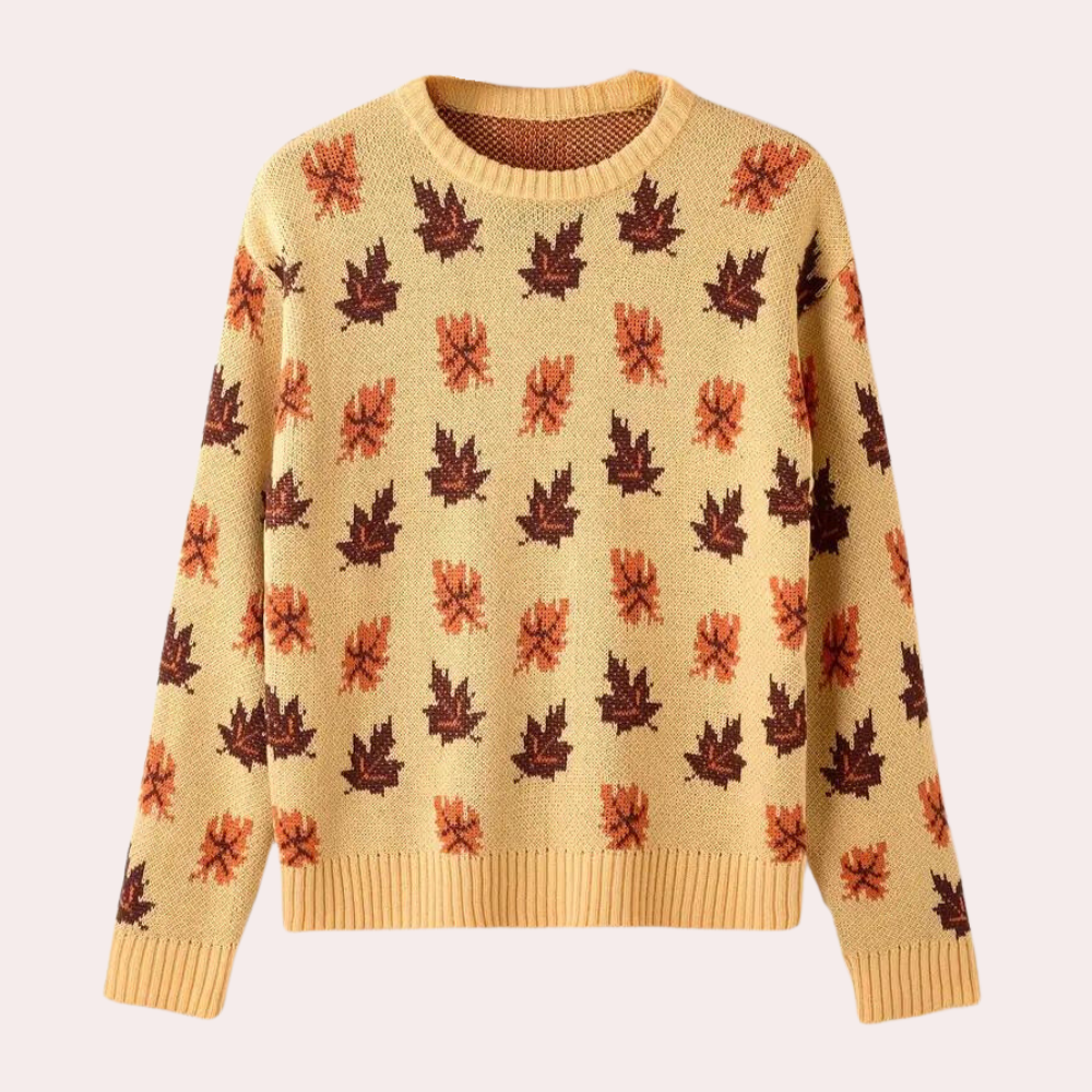 Women's Patterned Crewneck Knit Sweater for Daily Use Warm Khaki