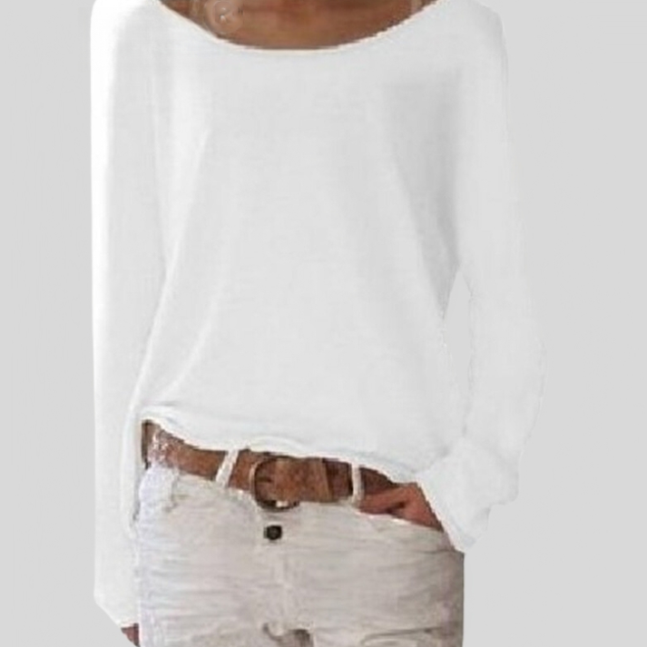Women's Relaxed Fit Long Sleeve Sweater for Daily Use Warm White