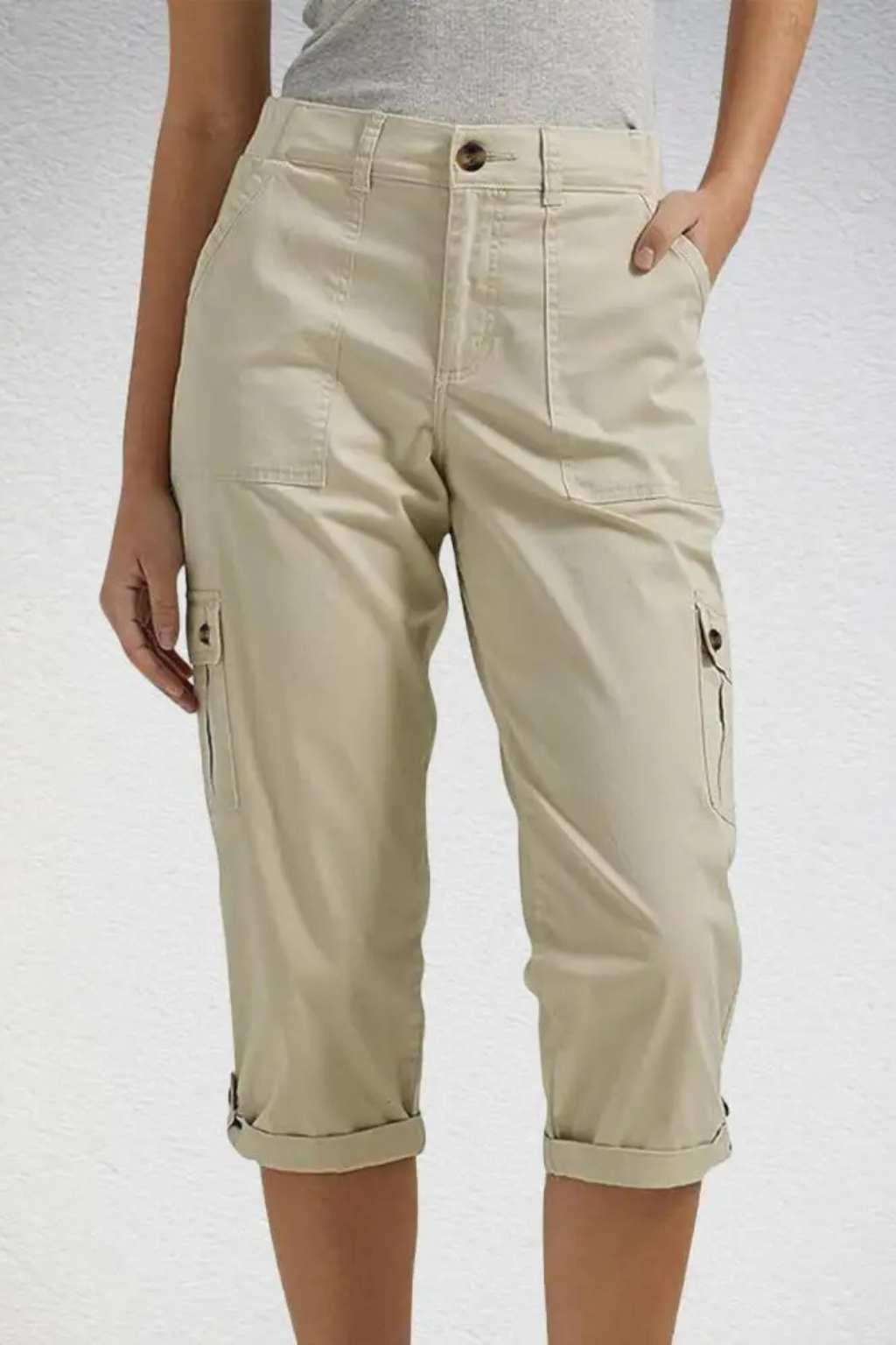 Women's Stylish Cropped Cargo Trousers for Daily Use Warm