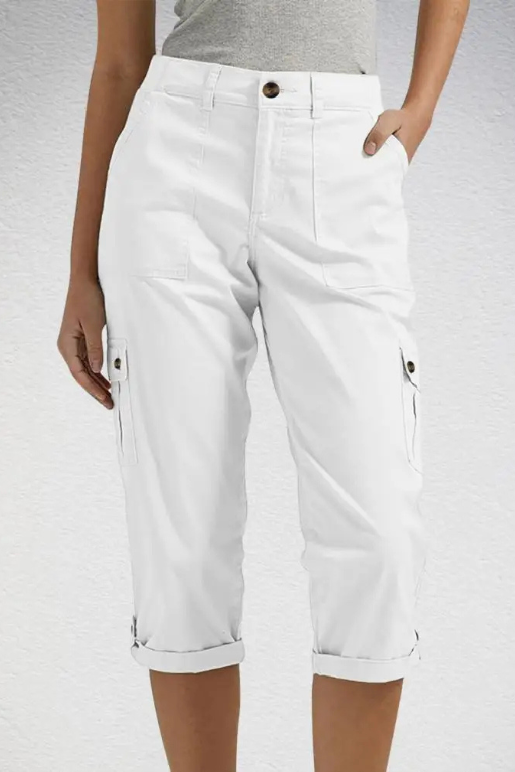 Women's Stylish Cropped Cargo Trousers for Daily Use Warm