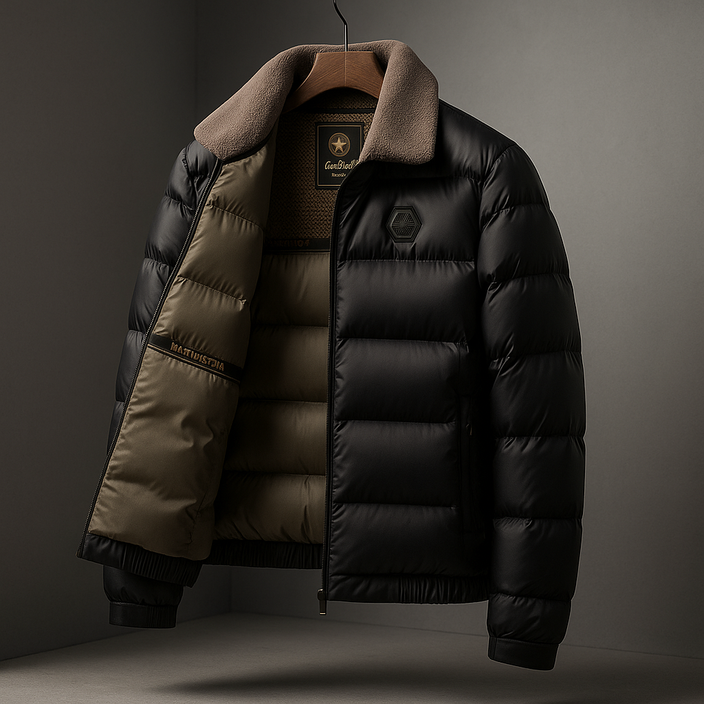 Men's Ultra-Warm Lightweight Down Jacket with Fleece Collar Ocean