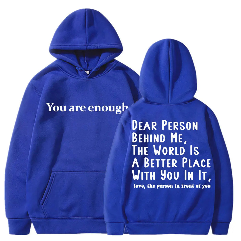 Men's Mental Health Casual Pullover Hoodie - You Are Enough Design Blue