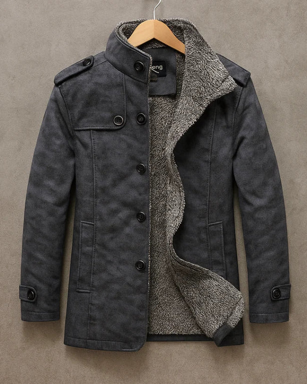 Men's Fashionable Leather Jacket with Button closure for Daily Use Gray