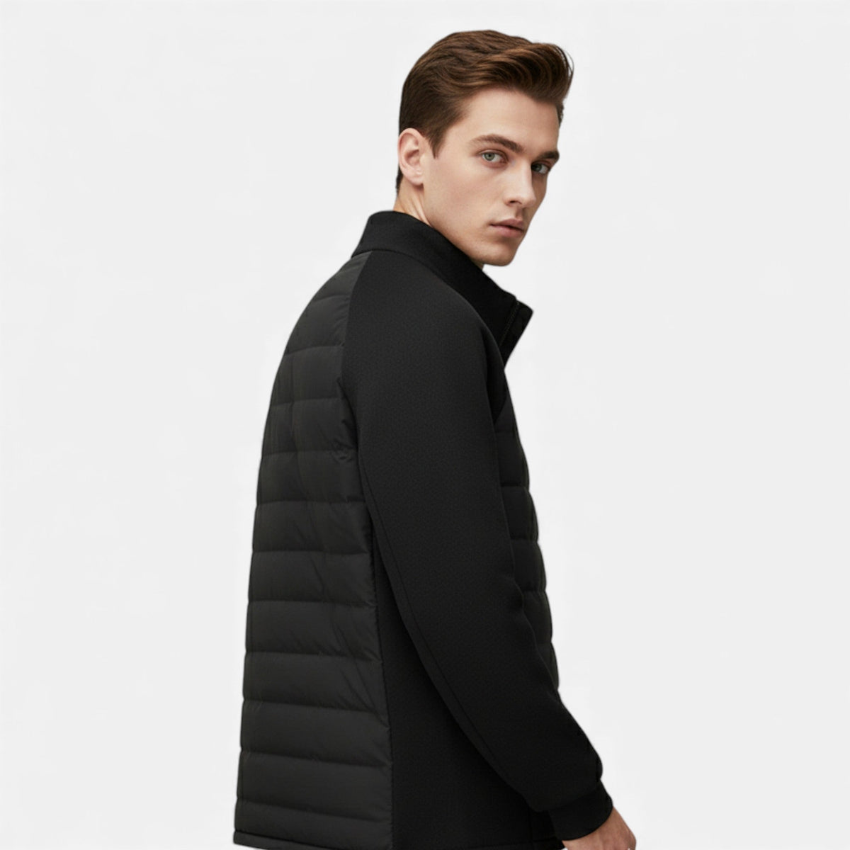 Men's High-Neck Quilted Insulated Jacket for Daily Use Warm