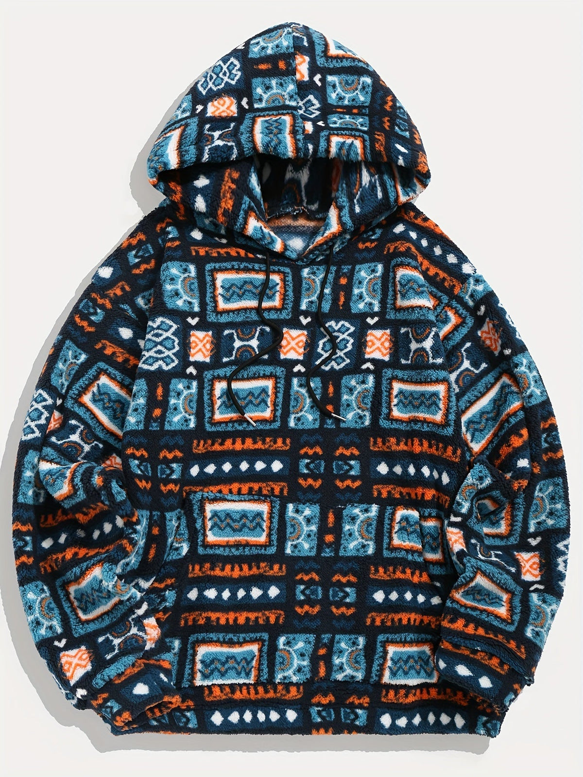 Men's Hooded Pullover Sweatshirt with Pattern Design for Daily Use