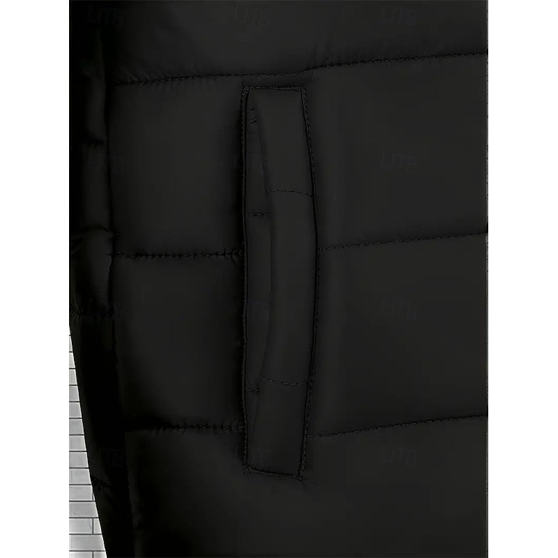 Men's Quilted Black Hooded Puffer Jacket - Stylish Winter Coat
