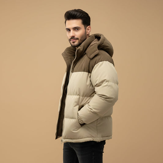 Men's Sleek Hooded Padded Puffer Jacket for Daily Use Warm