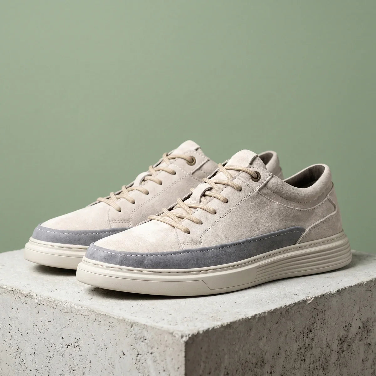 Men's Comfortable Suede Orthopedic Sneakers for Daily Use Cream