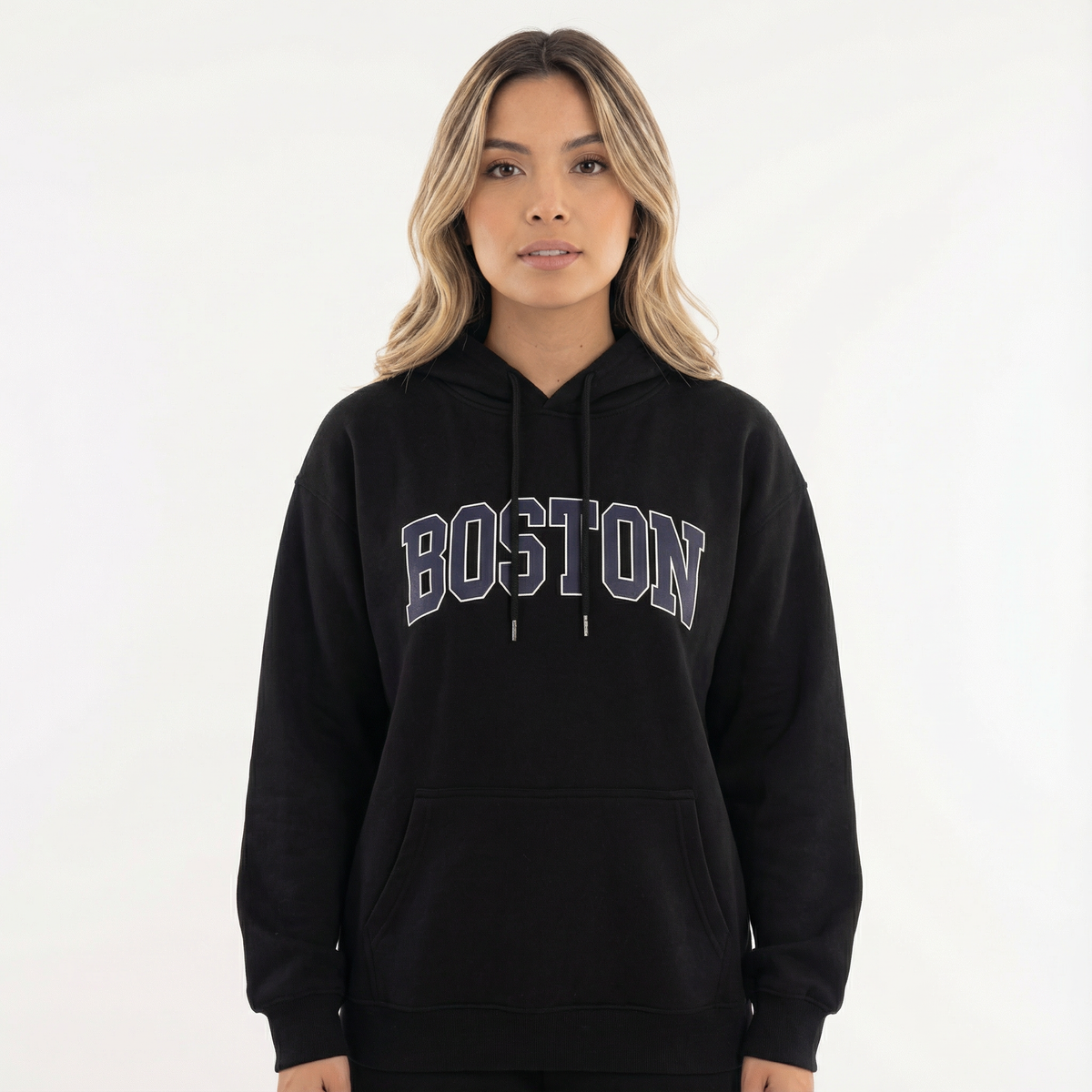 Women's Oversized Graphic Sweatshirt with Long Sleeves for Daily Use Black