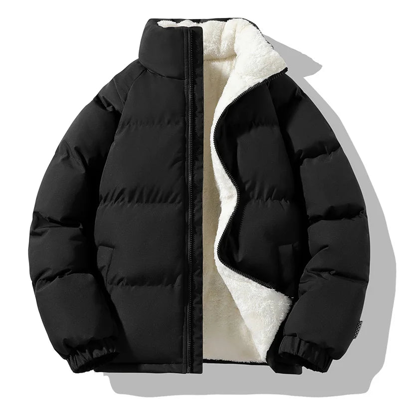 Men's Quilted Padded Puffer Jacket for Fall and Winter Everyday Wear Black
