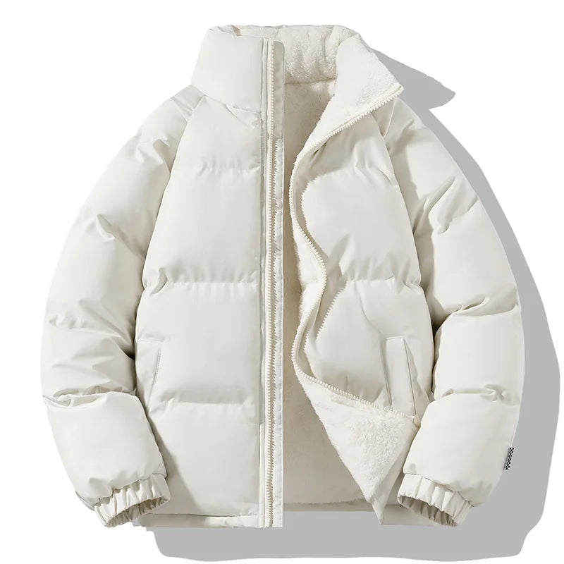 Men's Quilted Padded Puffer Jacket for Fall and Winter Everyday Wear White