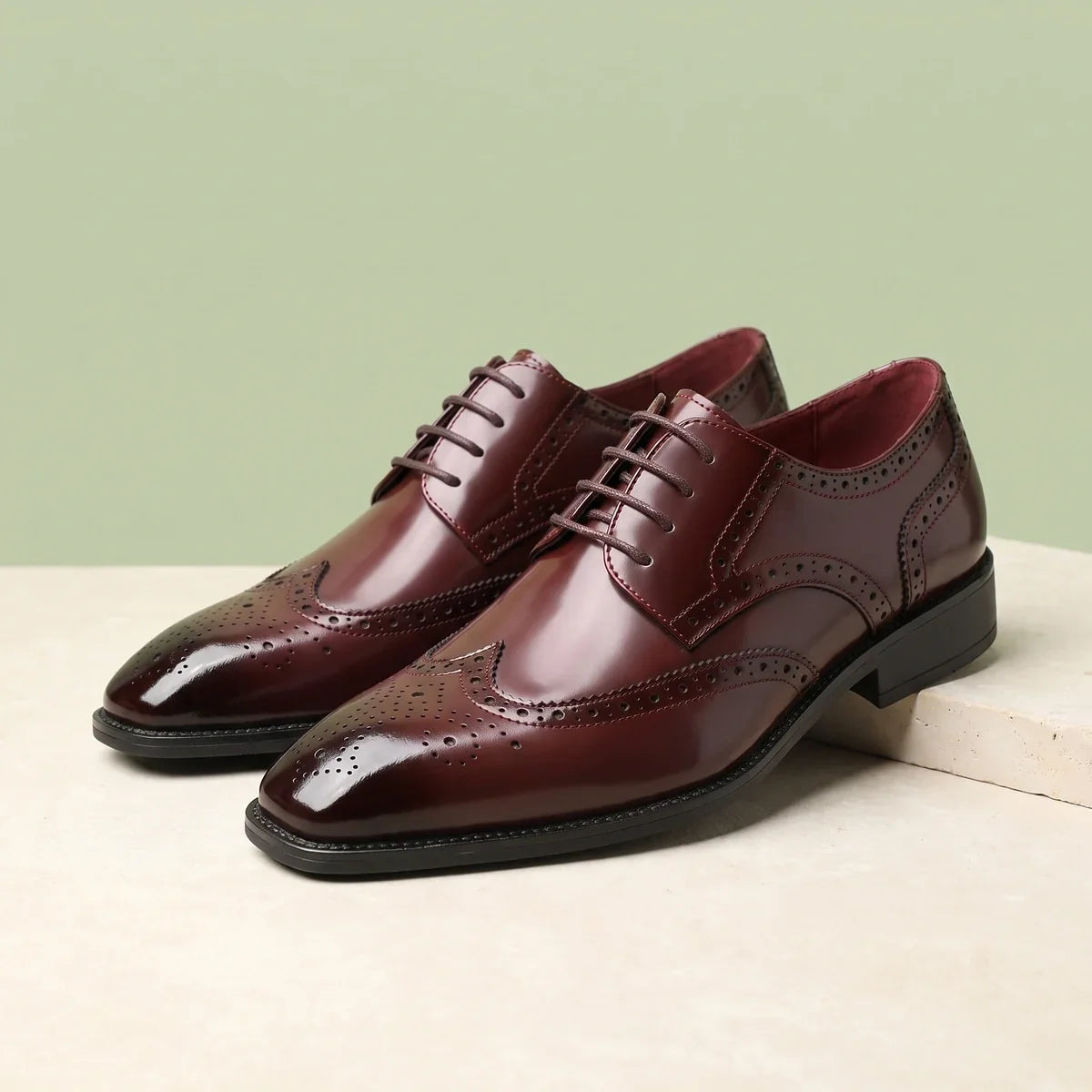 Men's Wingtip Brogue Oxford Formal Dress Shoes for Daily Use Brown