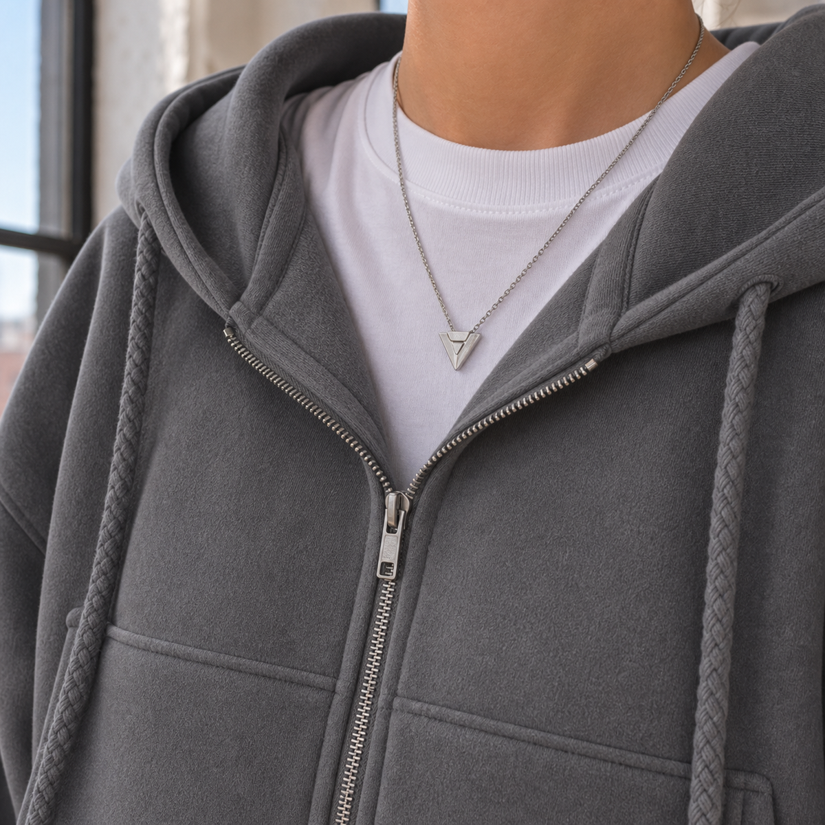 Women's Cropped Oversized Zip-Up Hoodie with Balloon Sleeves