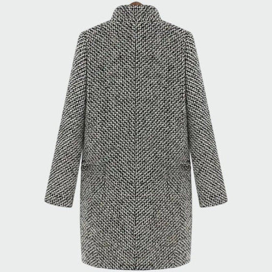 Women's Houndstooth Longline Tailored Overcoat for Daily Use