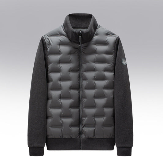 Men's Quilted Fit-and-Flare Classic Puffer Coat for Daily Use Black