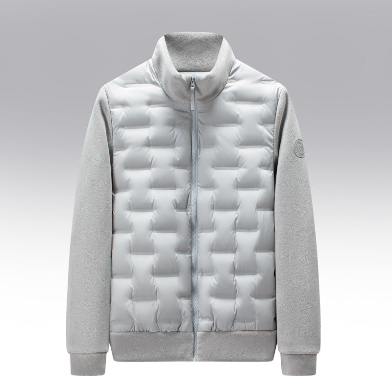 Men's Quilted Fit-and-Flare Classic Puffer Coat for Daily Use Off-White
