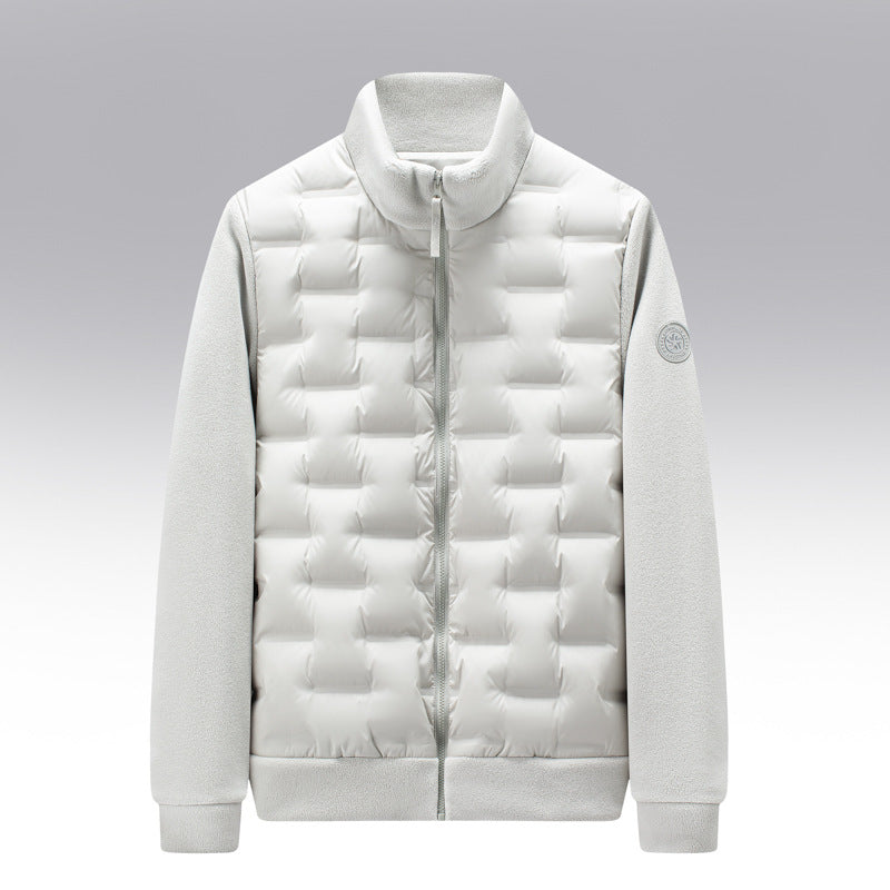 Men's Quilted Fit-and-Flare Classic Puffer Coat for Daily Use Beige