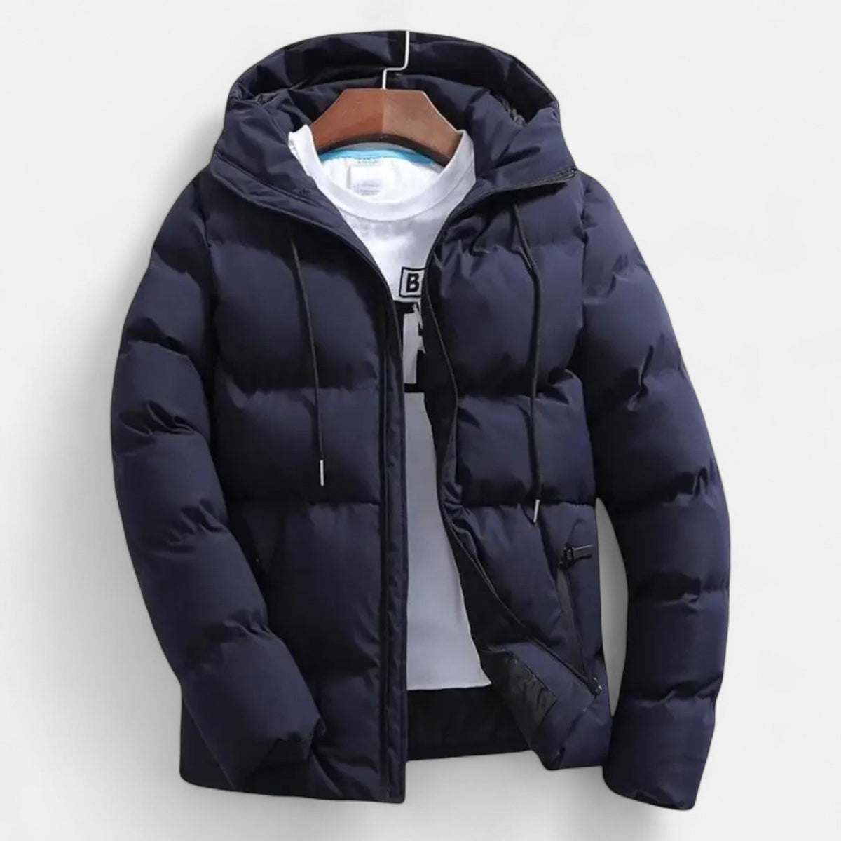 Men's Quilted Hooded Stylish Puffer Jacket for Daily Use Dark Blue