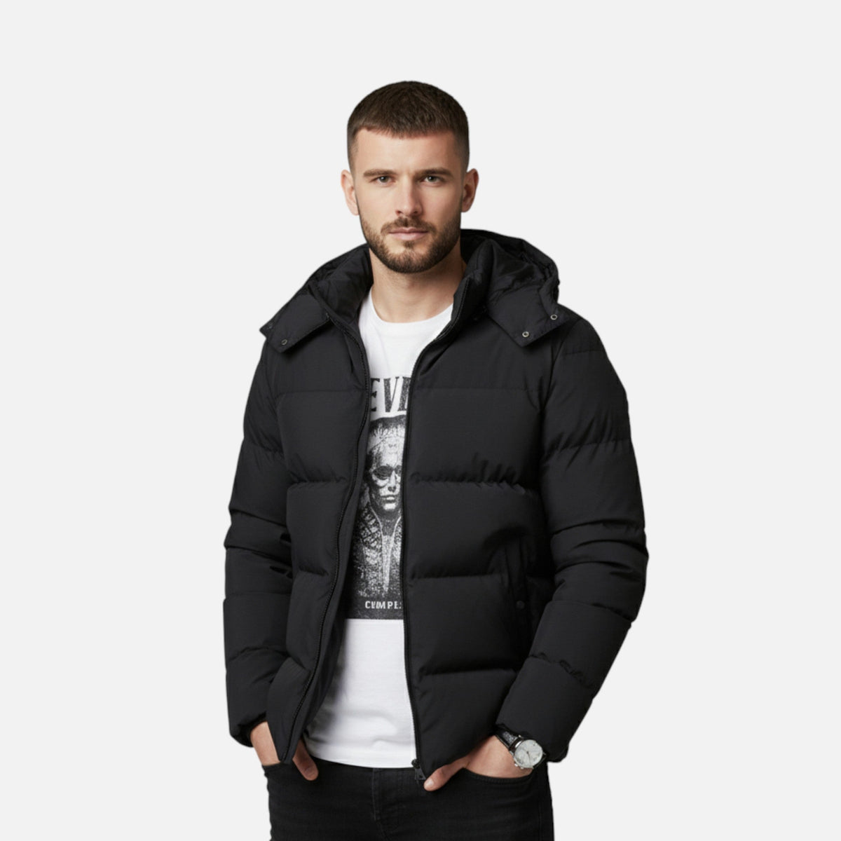 Men's Quilted Hooded Stylish Puffer Jacket for Daily Use