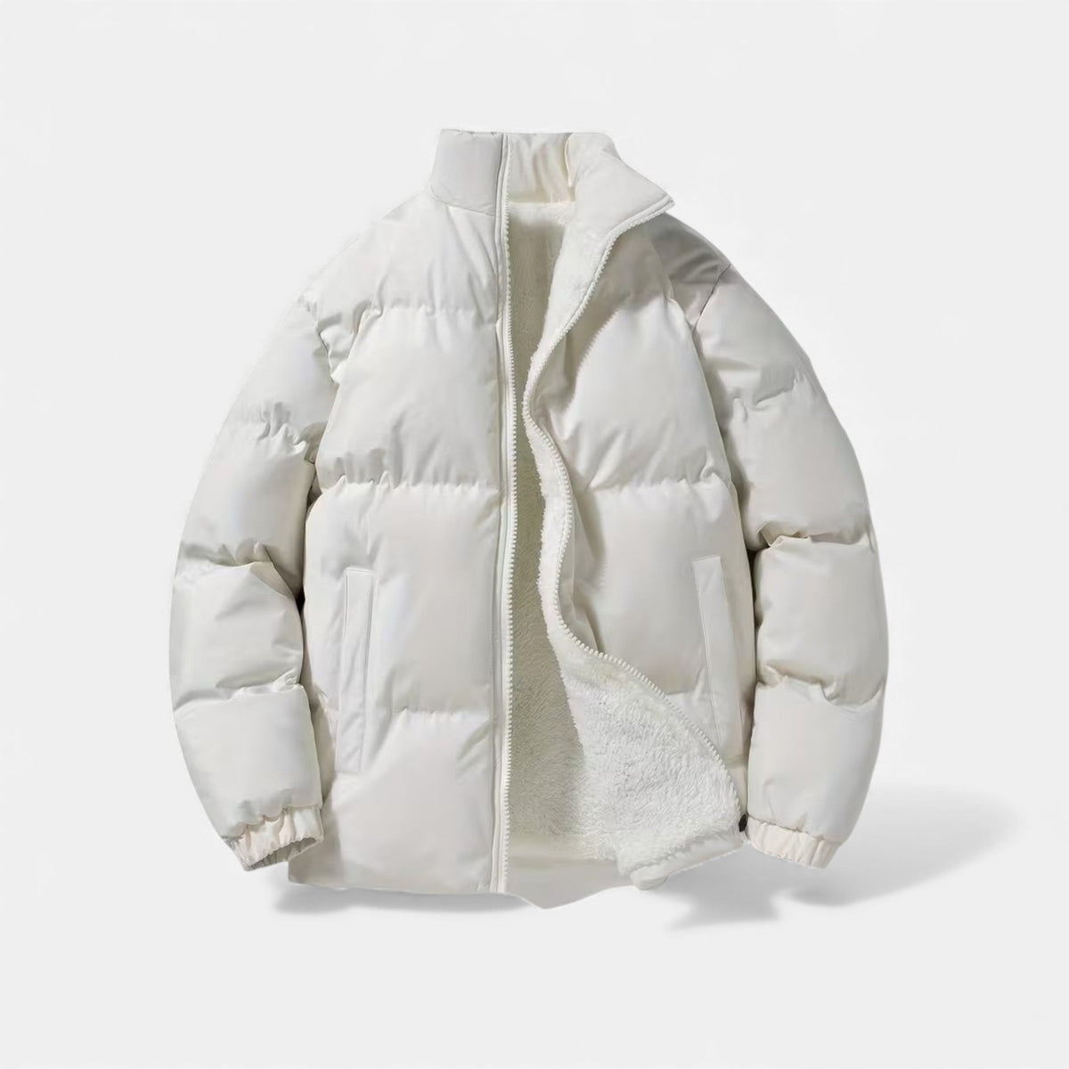 Men's Minimalist Quilted Elevated Puffer Jacket for Daily Use White