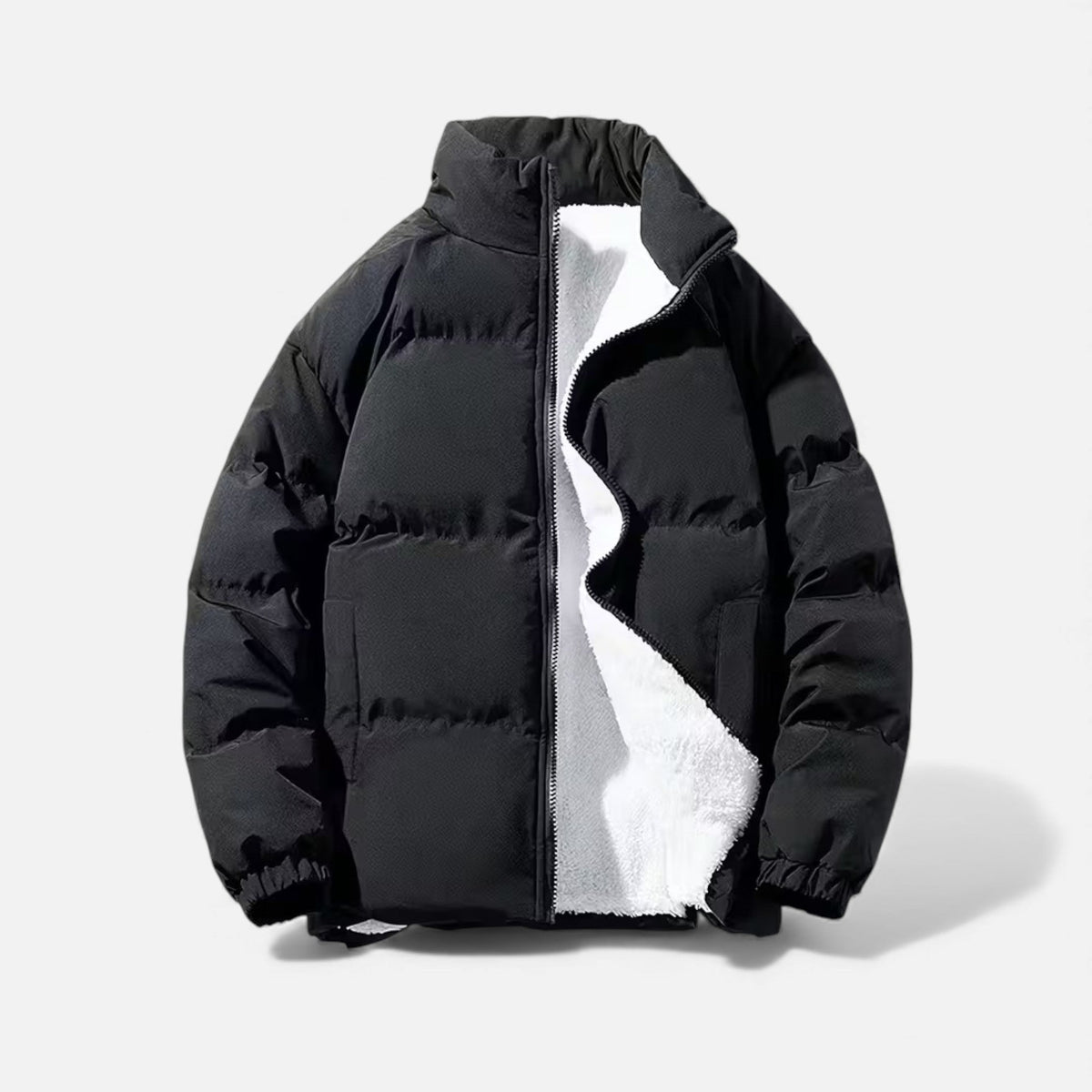 Men's Minimalist Quilted Elevated Puffer Jacket for Daily Use Black