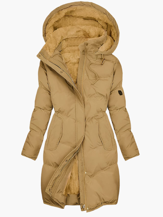 Women's Quilted Hooded Winter Jacket for Daily Use for Work and Travel Khaki