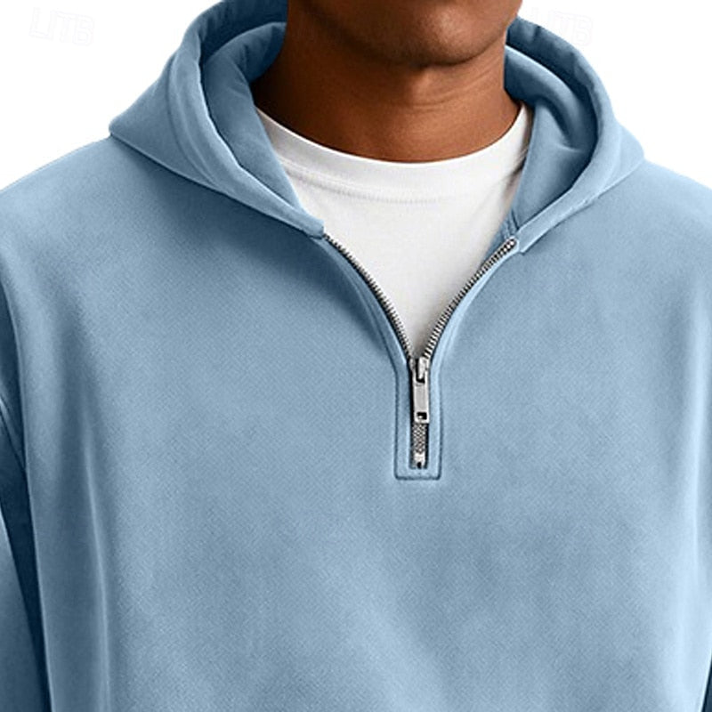 Men's Casual Quarter-Zip Hoodie for Fall and Winter Everyday Wear