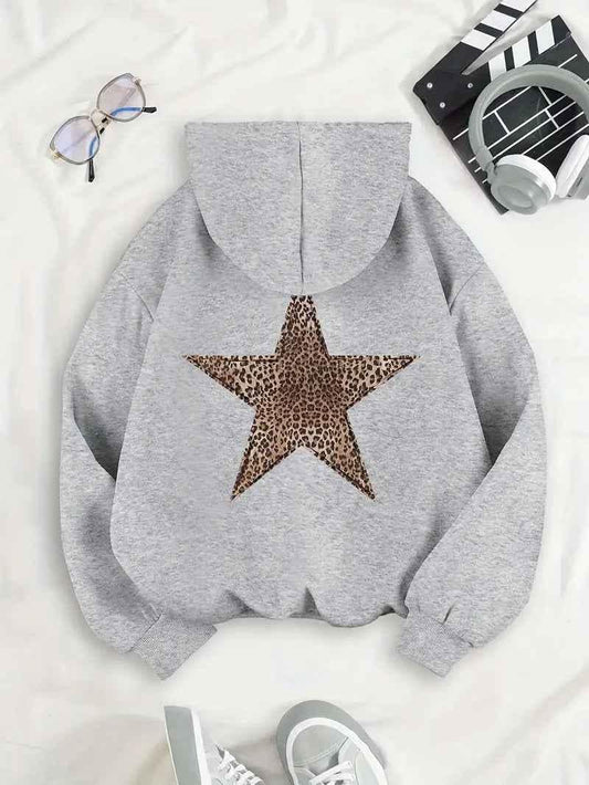 Women's Oversized Leopard Print Hoodie with Pocket for Daily Use