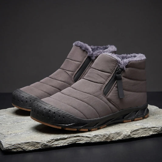 Men's Insulated Winter Boots for Cold Weather with Side zip Gray