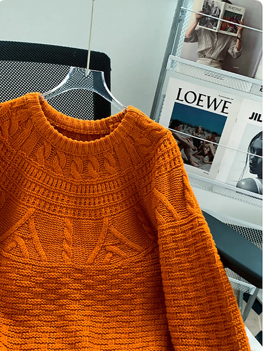 Women's Crewneck Knit Sweater for Fall and Winter Everyday Wear