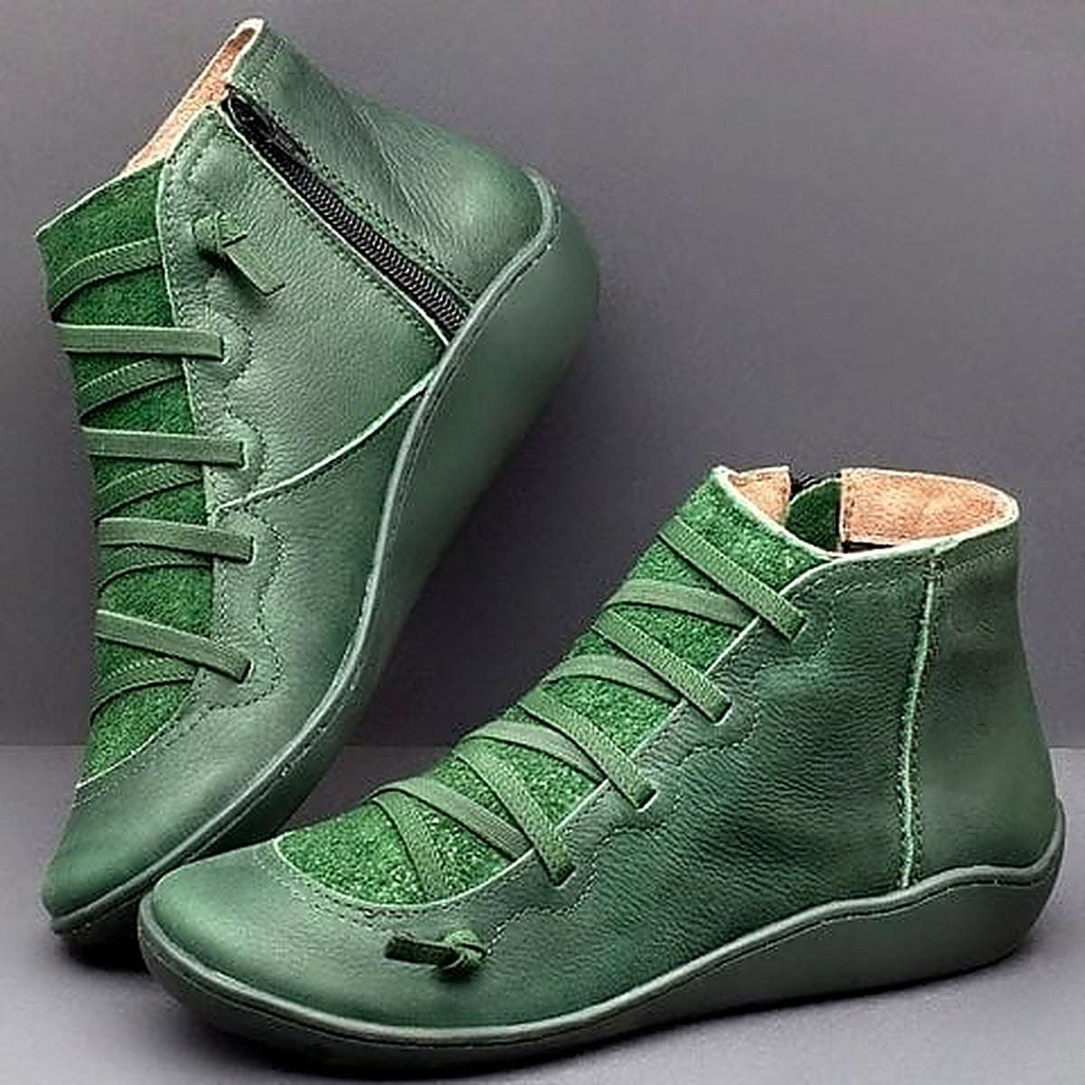 Women's Effortless Lace-Up Cushioned Ankle Boots with Low Heel