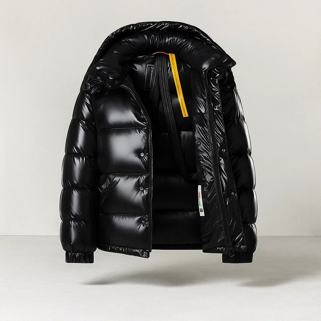 Men's Insulated Zip-Up Puffer Jacket for Fall and Winter Everyday Wear Black