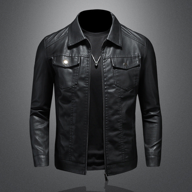 Men's Classic Leather Jacket - Durable, Comfortable, Stylish Outerwear Black