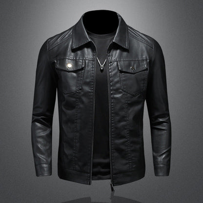 Men's Classic Leather Jacket - Durable, Comfortable, Stylish Outerwear Black
