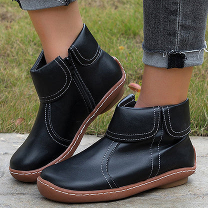 Women's Effortless Buckle Flat Ankle Boots with Non-Slip Sole