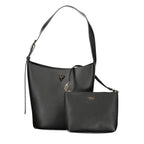 Black Polyurethane Women Handbag