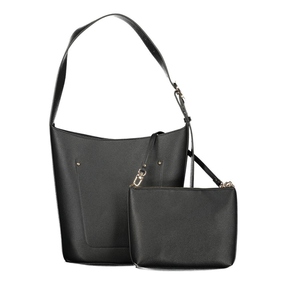 Black Polyurethane Women Handbag