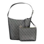 Black Polyurethane Women Handbag